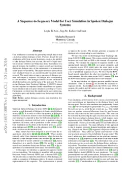 A Sequence-to-Sequence Model for User Simulation in Spoken Dialogue
  Systems