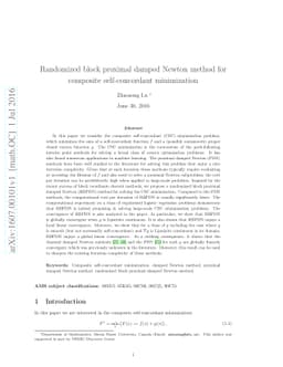 Randomized block proximal damped Newton method for composite
  self-concordant minimization