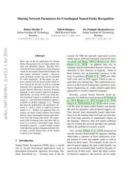 Sharing Network Parameters for Crosslingual Named Entity Recognition