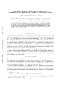 A new analytical approach to consistency and overfitting in regularized
  empirical risk minimization