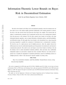 Information-Theoretic Lower Bounds on Bayes Risk in Decentralized
  Estimation