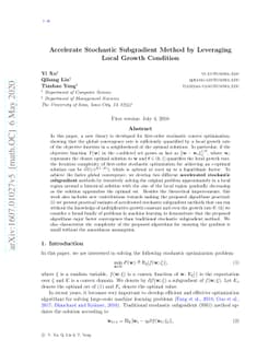 Accelerate Stochastic Subgradient Method by Leveraging Local Growth
  Condition