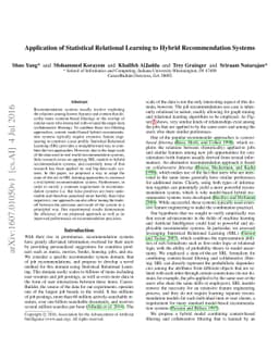 Application of Statistical Relational Learning to Hybrid Recommendation
  Systems