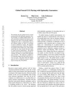 Global Neural CCG Parsing with Optimality Guarantees