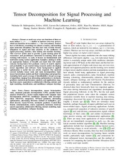 Tensor Decomposition for Signal Processing and Machine Learning