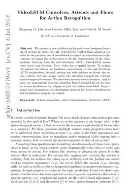 VideoLSTM Convolves, Attends and Flows for Action Recognition
