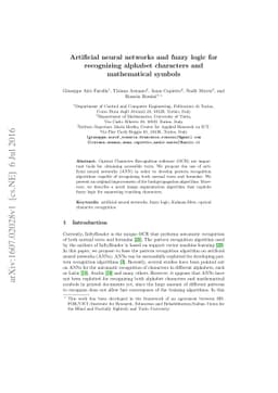 Artificial neural networks and fuzzy logic for recognizing alphabet
  characters and mathematical symbols