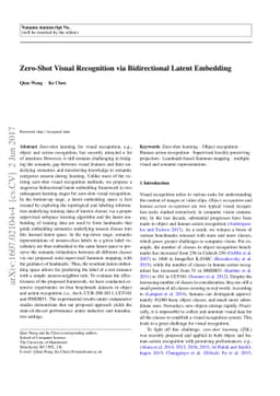 Zero-Shot Visual Recognition via Bidirectional Latent Embedding