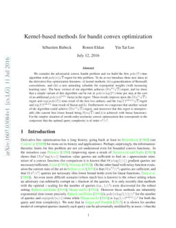 Kernel-based methods for bandit convex optimization