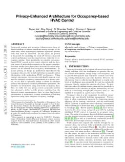 Privacy-Enhanced Architecture for Occupancy-based HVAC Control