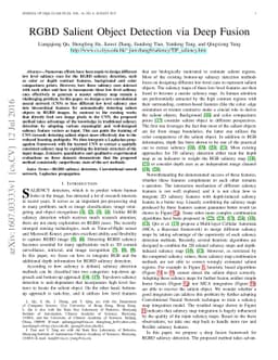RGBD Salient Object Detection via Deep Fusion