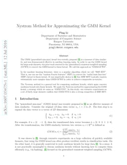 Nystrom Method for Approximating the GMM Kernel