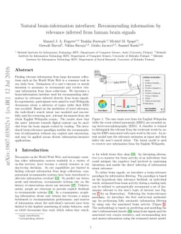 Natural brain-information interfaces: Recommending information by
  relevance inferred from human brain signals