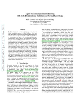 Open-Vocabulary Semantic Parsing with both Distributional Statistics and
  Formal Knowledge