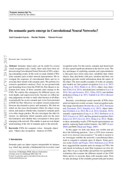 Do semantic parts emerge in Convolutional Neural Networks?