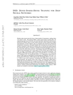 DSD: Dense-Sparse-Dense Training for Deep Neural Networks