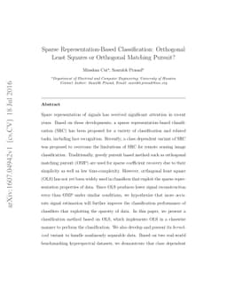 Sparse Representation-Based Classification: Orthogonal Least Squares or
  Orthogonal Matching Pursuit?