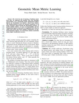 Geometric Mean Metric Learning