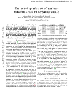 End-to-end optimization of nonlinear transform codes for perceptual
  quality