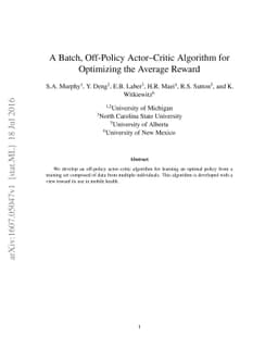 A Batch, Off-Policy, Actor-Critic Algorithm for Optimizing the Average
  Reward