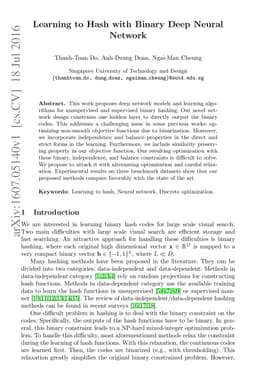 Learning to Hash with Binary Deep Neural Network