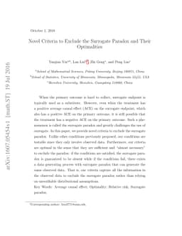 Novel Criteria to Exclude the Surrogate Paradox and Their Optimalities