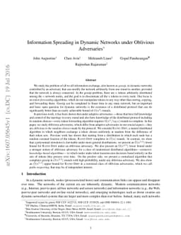 Information Spreading in Dynamic Networks under Oblivious Adversaries