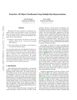 FusionNet: 3D Object Classification Using Multiple Data Representations