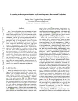 Learning to Recognize Objects by Retaining other Factors of Variation