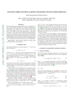 Onsager-corrected deep learning for sparse linear inverse problems