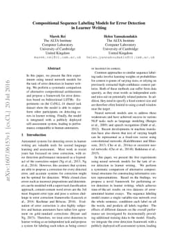 Compositional Sequence Labeling Models for Error Detection in Learner
  Writing