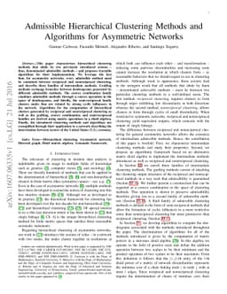 Admissible Hierarchical Clustering Methods and Algorithms for Asymmetric
  Networks