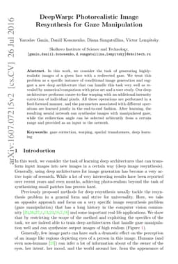 DeepWarp: Photorealistic Image Resynthesis for Gaze Manipulation