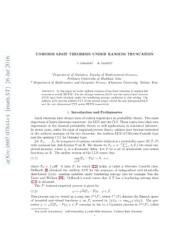 Uniform limit theorems under random truncation
