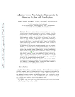 Adaptive Versus Non-Adaptive Strategies in the Quantum Setting with
  Applications