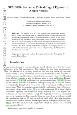SEMBED: Semantic Embedding of Egocentric Action Videos