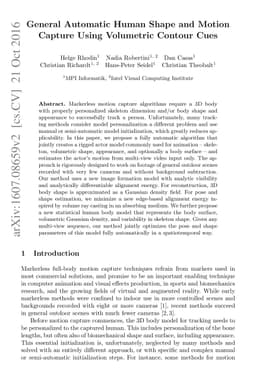 General Automatic Human Shape and Motion Capture Using Volumetric
  Contour Cues