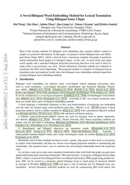 A Novel Bilingual Word Embedding Method for Lexical Translation Using
  Bilingual Sense Clique