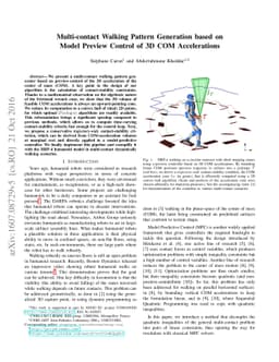 Multi-contact Walking Pattern Generation based on Model Preview Control
  of 3D COM Accelerations