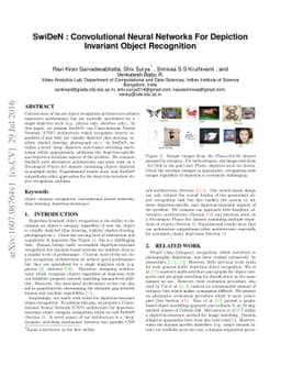 SwiDeN : Convolutional Neural Networks For Depiction Invariant Object
  Recognition