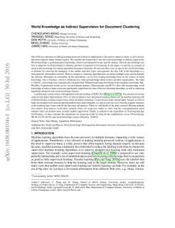 World Knowledge as Indirect Supervision for Document Clustering
