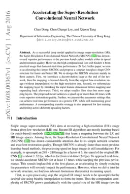 Accelerating the Super-Resolution Convolutional Neural Network