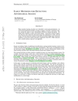 Early Methods for Detecting Adversarial Images