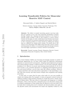 Learning Transferable Policies for Monocular Reactive MAV Control