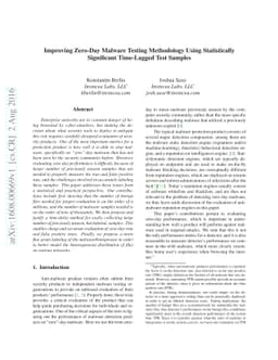 Improving Zero-Day Malware Testing Methodology Using Statistically
  Significant Time-Lagged Test Samples
