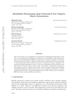Identifiable Phenotyping using Constrained Non-Negative Matrix
  Factorization