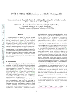 CUHK & ETHZ & SIAT Submission to ActivityNet Challenge 2016