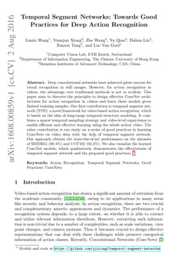 Temporal Segment Networks: Towards Good Practices for Deep Action
  Recognition