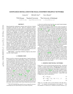 Knowledge Distillation for Small-footprint Highway Networks