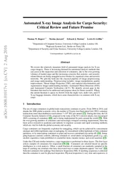 Automated X-ray Image Analysis for Cargo Security: Critical Review and
  Future Promise
